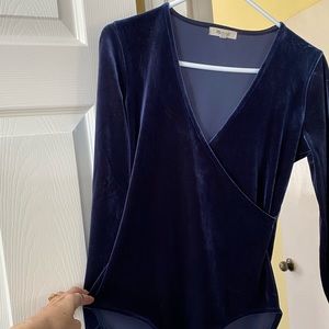 Madewell Blue Velvet Bodysuit
